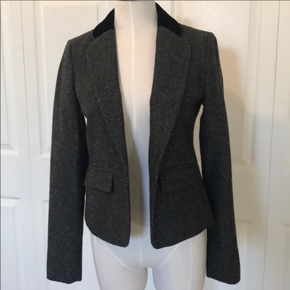 American Eagle Tweed Blazer with Velvet Collar - Picture 2 of 14